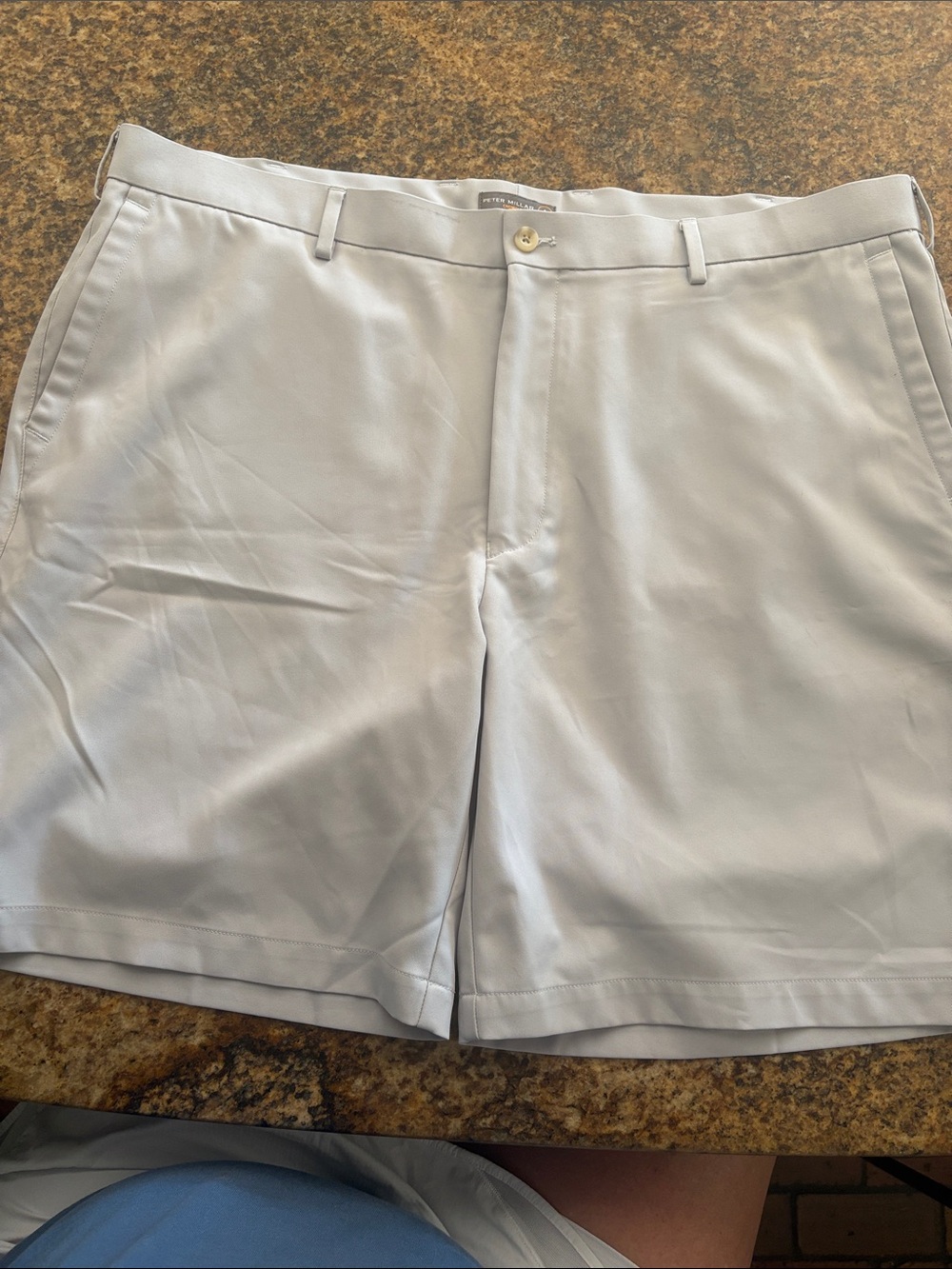 Peter Millar Light Gray Performance Flat-Front Shorts